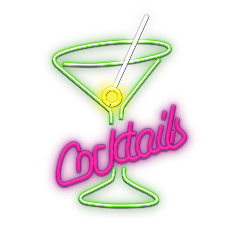 Lampara Forever Neon Plexi Led Cocktails Pink Green