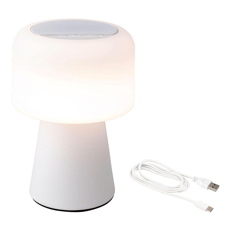 Lámpara Led Con Altavoz Para Exterior Y Interior Color Blanco 22,5cm Bluetooht Recargable 894417