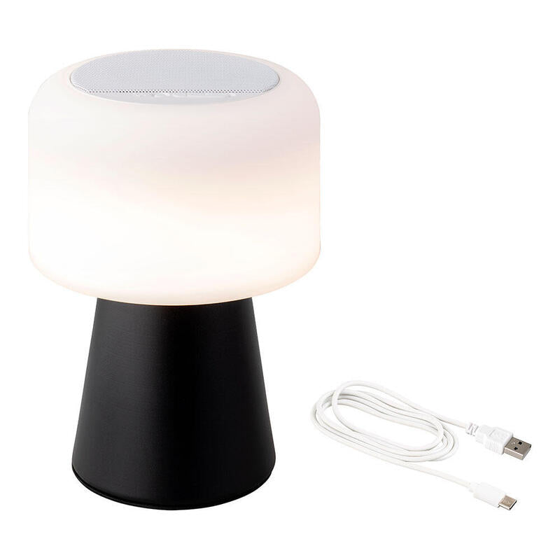 Lámpara Led Con Altavoz Para Exterior Y Interior Color Blanco Y Negro 22,5cm Bluetooht Recargable 894415
