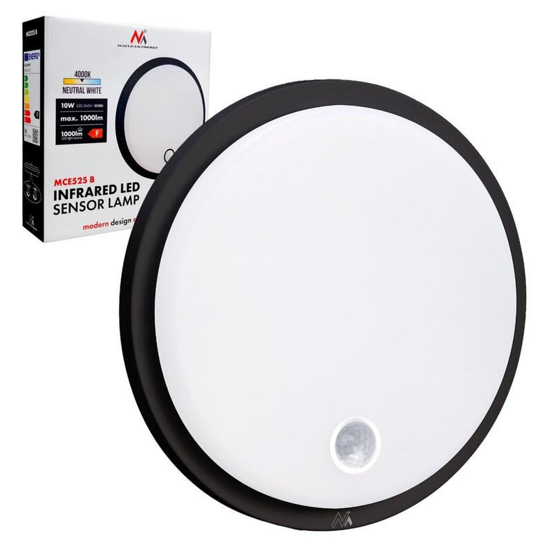 Lámpara Led, Ip65 , Sensor Pir, Mce525 B 10w, 1000lm, Neutral White 4000k