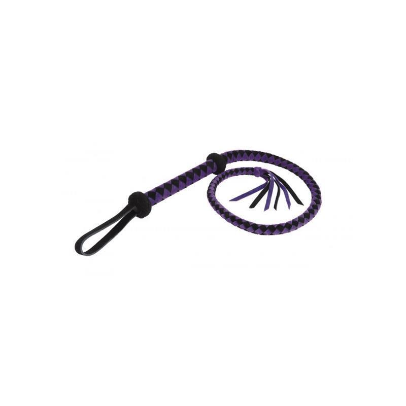 Látigo Árabe De Cuero Morado Y Negro 100cm