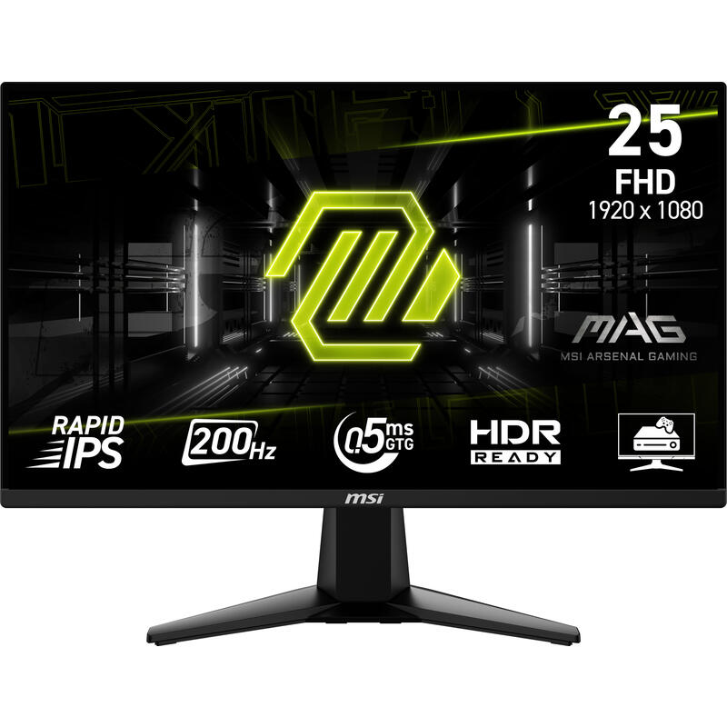 Lcd Monitor Msi Mag 255f E20 24.5" Gaming Matte Panel Ips 1920x1080 16:9 200hz 0.5 Ms Colour Black Mag255fe20