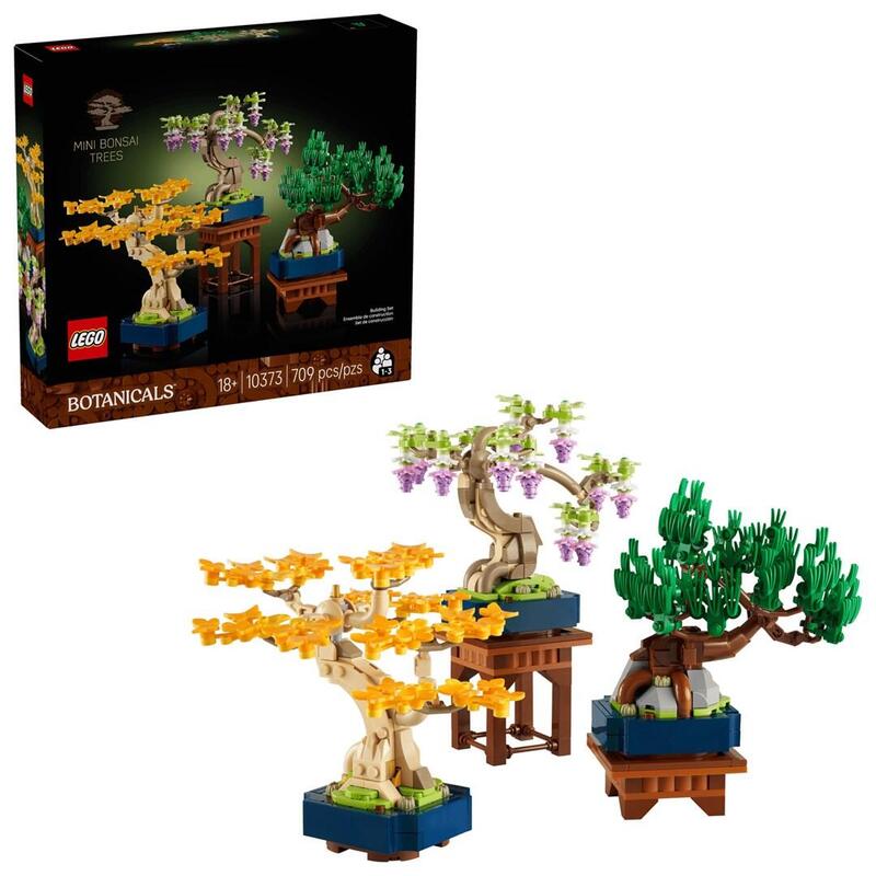 Lego 10373 Botanicals Mini Bonsai Trees - Gingko, Black Pine & Wisteria Artificial Plants With Display Stands - Diy Home Decor Model Kit - Gift For Adults - 10373