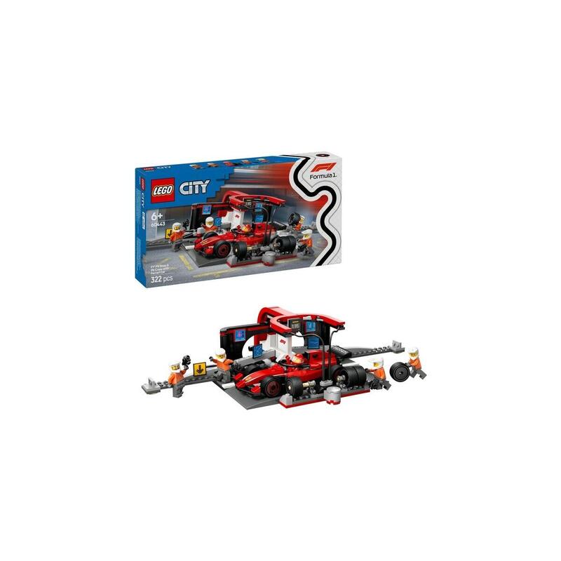 Lego 60443 City Parada En Boxes De F1 Con Equipo De Boxes Y Ferrari Speedster, Juguete De Construcción   60443