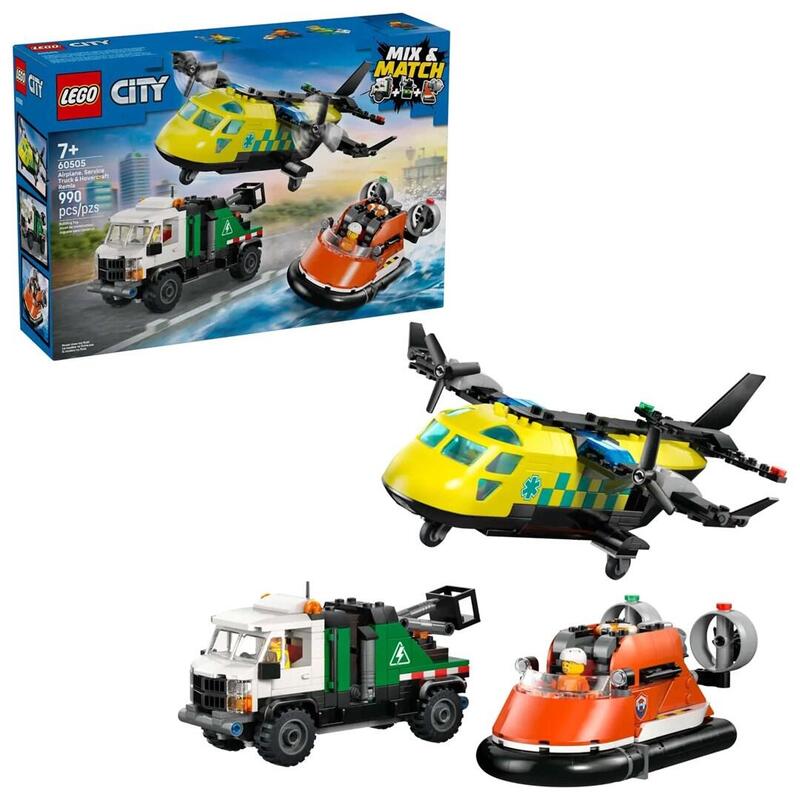 Lego 60505 City Kombinationsset Mit Flugzeug, Wartungsfahrzeug Und Luftkissenboot 60505