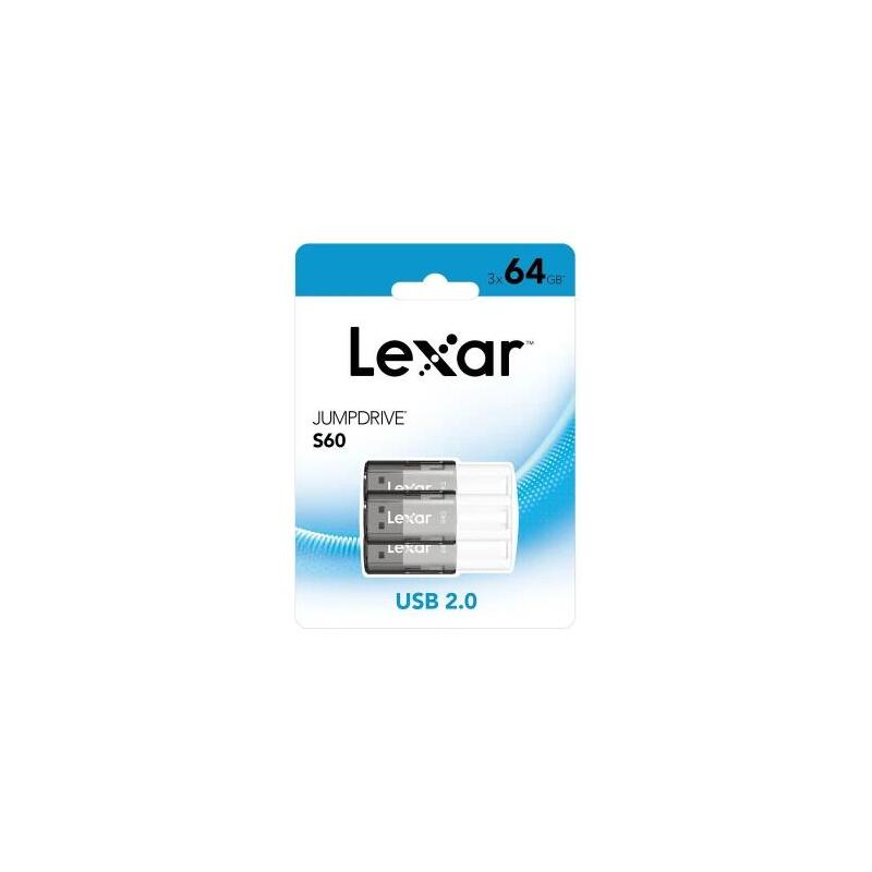 Lexar Jumpdrive S60 Usb 2.0 Flash Drive 3 Pack 64gb
