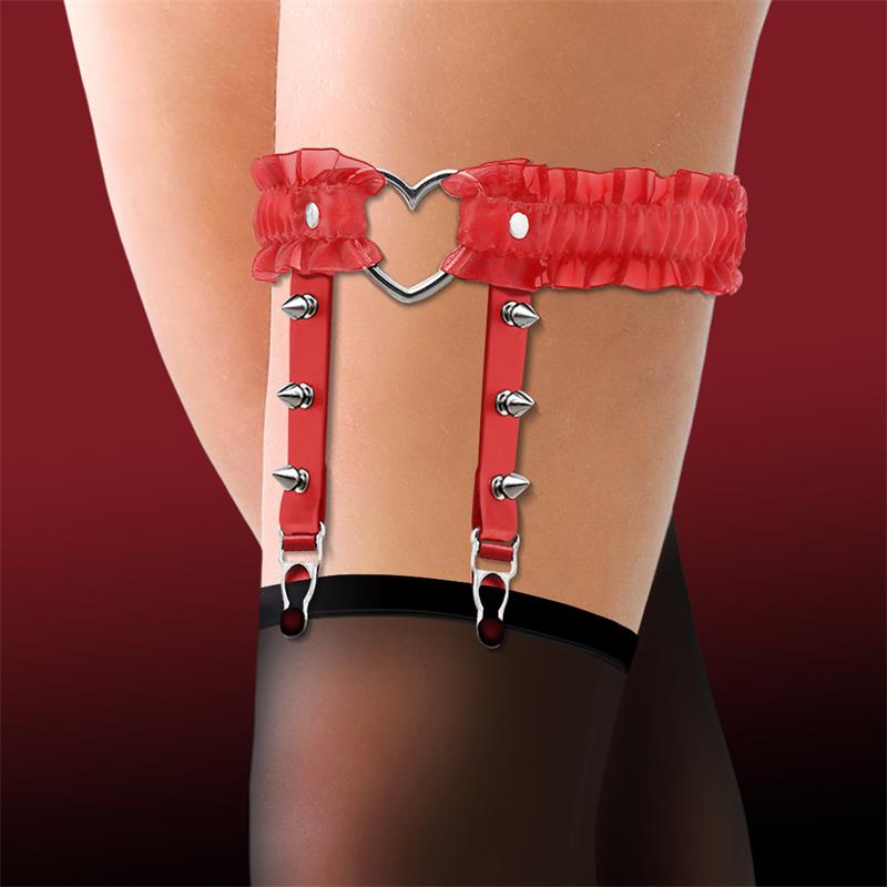 Liga Con Aro En Forma De Corazón Y Volantes Cuero Vegano Talla Única