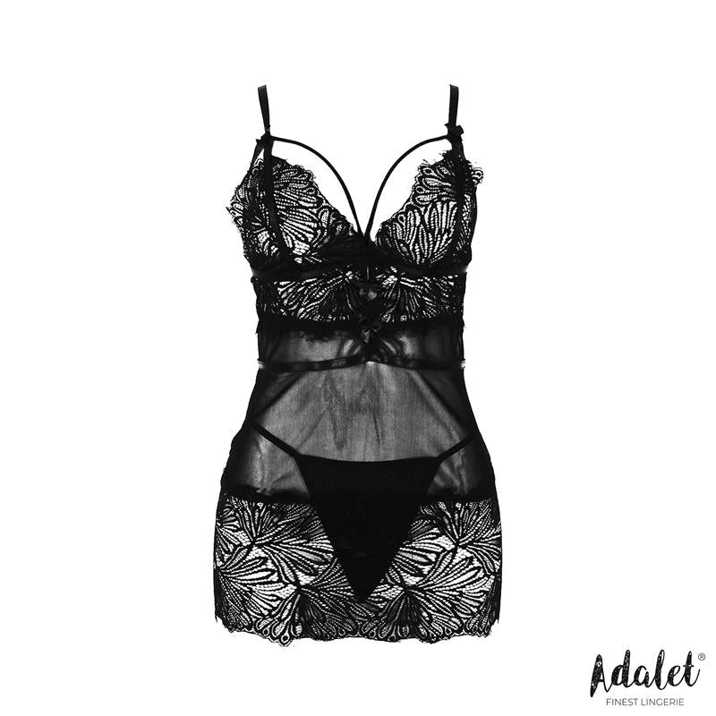 Lila Babydoll Espalda Abierta Y Tanga Talla (Interno):S/M