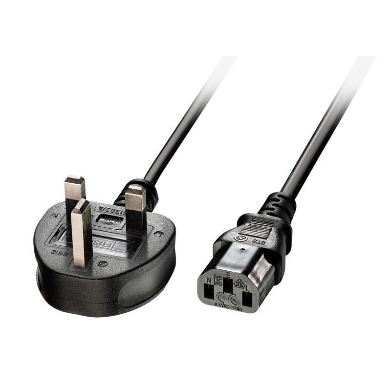 Lindy 30434 Cable De Alimentacion 3 M Enchufe Tipo G C13 Acoplador Reino Unido Uk Negro