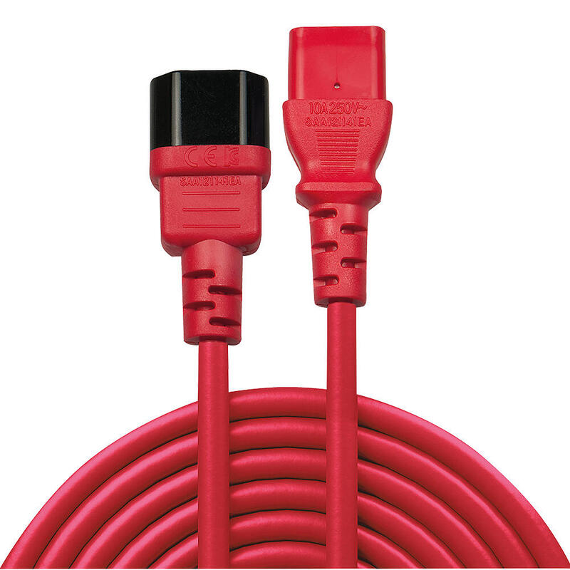 Lindy 30478 Cable De Red Rojo 2 M C14 Acoplador C13 Acoplador