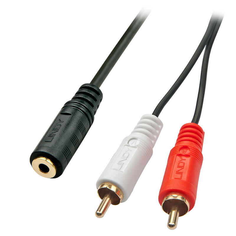 Lindy 35677 Cable Audio 0.25 M 2 X Rca 3.5mm Black, Red, White