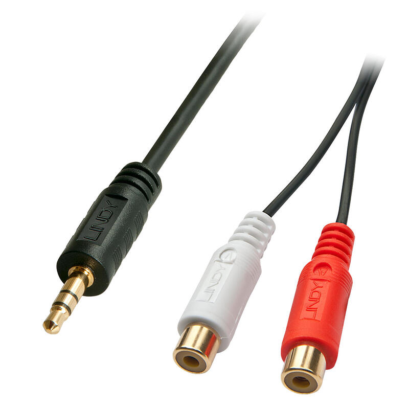 Lindy 35678 Cable De Audio 0,25 M 2 X Rca 3,5mm Negro, Rojo, Blanco