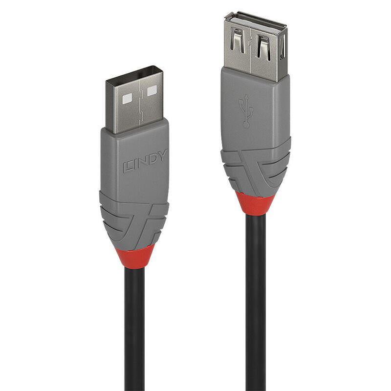 Lindy 36701 Cable Usb 0,5 M Usb 2.0 Usb A Negro, Gris Alargo
