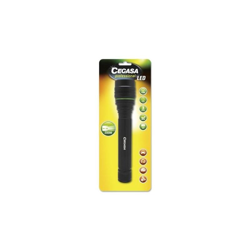 Linterna Cegasa Profesional Led 1000lm - Medidas 22.5 X 5cm - Fabricada En Aluminio - Funciona Con 3 Pilas C Lr14 (No