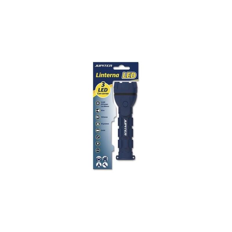 Linterna Jupiter De Luz Blanca 3 Led 50lm Cuerpo De Goma Resistencia Ip44 - Funciona Con 2 Pilas Aa (No Incluidas)