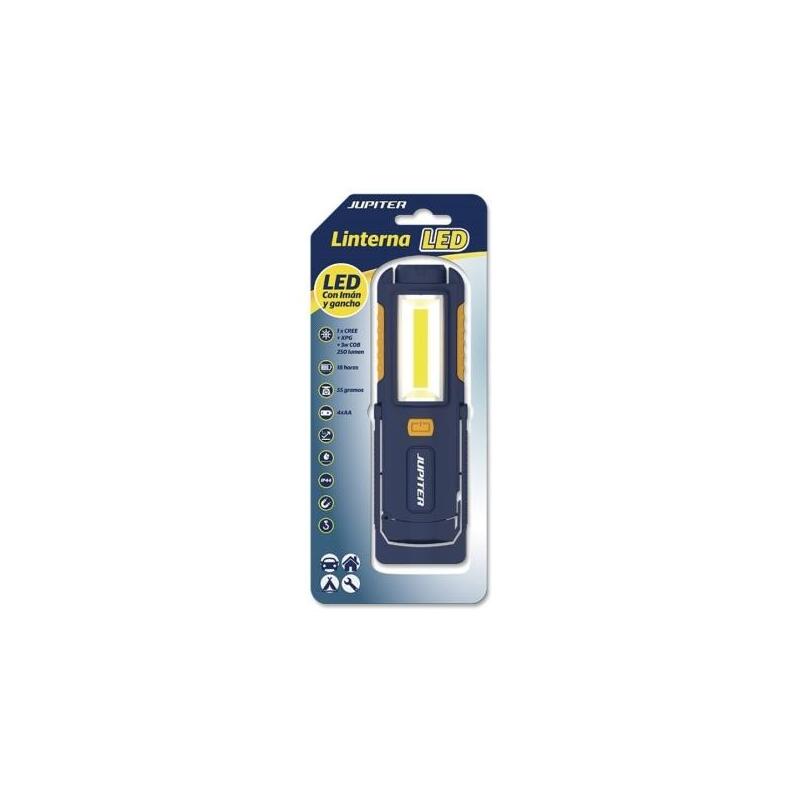 Linterna Jupiter De Trabajo Led+Cob 250lm Con Iman Y Gancho Resistencia Ip44 - Funciona Con 4 Pilas Aa (No