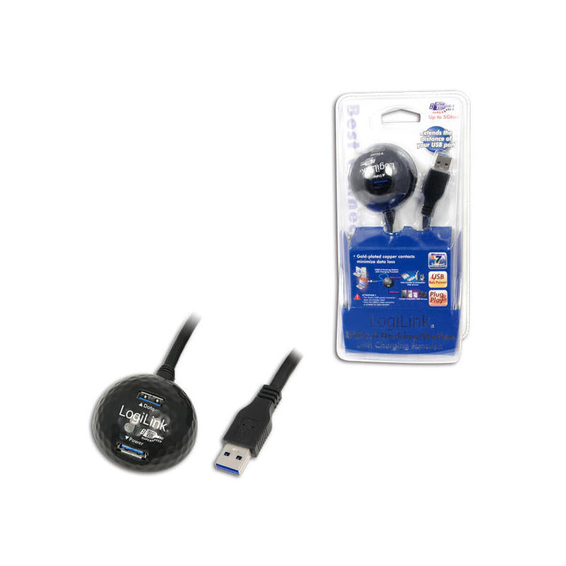 Logilink Cable Usb 3.0 A -> X2 Usb A (Alargo) 1.20m Con Base Sobremesa Negro