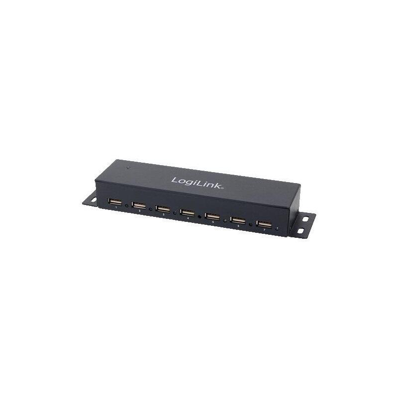 Logilink Hub 7 Puertos Usb 2.0 Alimentado Carcasa De Metal Negro Ua0148