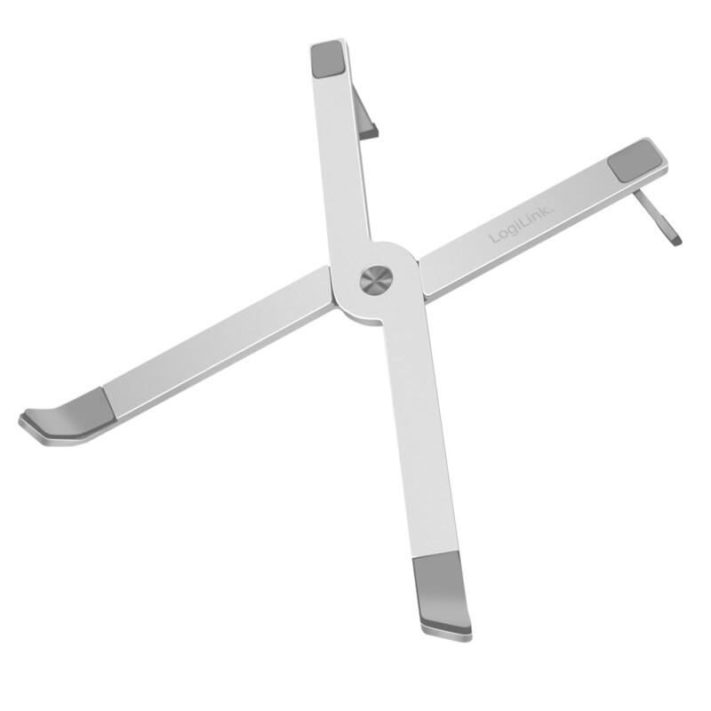 Logilink Notebook Stand, Foldable, For 10 - 16 Notebook, Aluminum, Silver