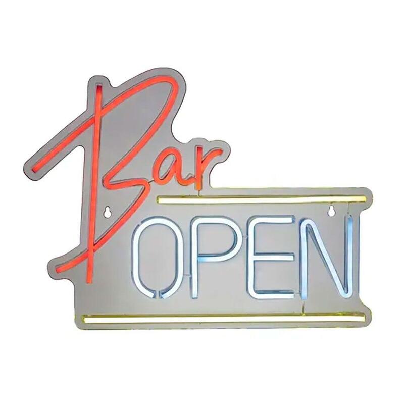 Luz Led Neón Decorativa Bar Open, 40 X 30 X 1,5 Cm