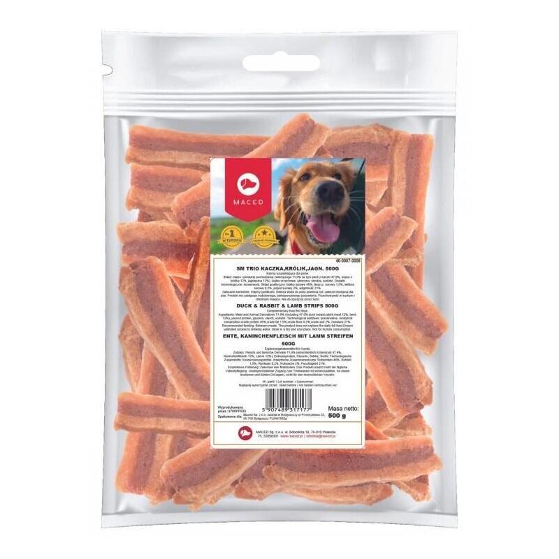 Maced Duck, Rabbit And Lamb Strips - Golosina Para Perros - 500g