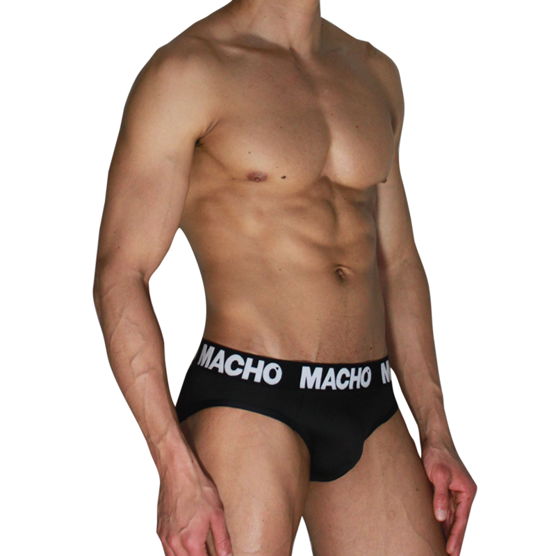 Macho - Mch007 Slip Clásico Negro + Negro M