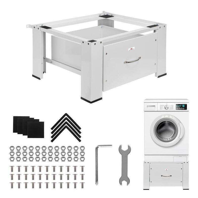 Maclean Mc-117 W Base Para Lavadora / Secadora Con Cajón, Carga Máx. 150kg, Blanco