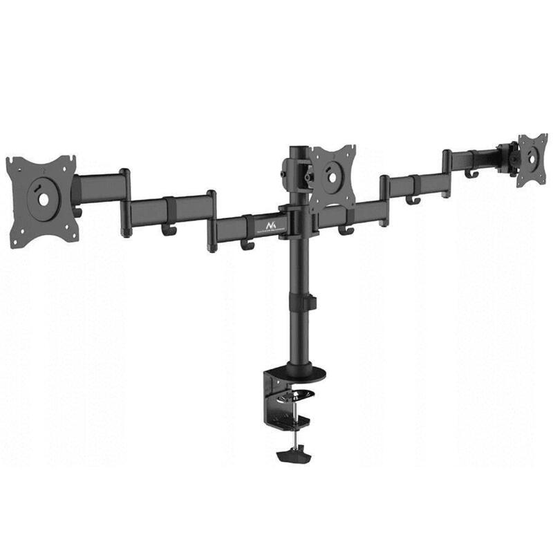 Maclean Mc-691 Soporte Para 3 Monitores Escritorio Con Inclinación Giratoria - 27 Máx.24 Kg
