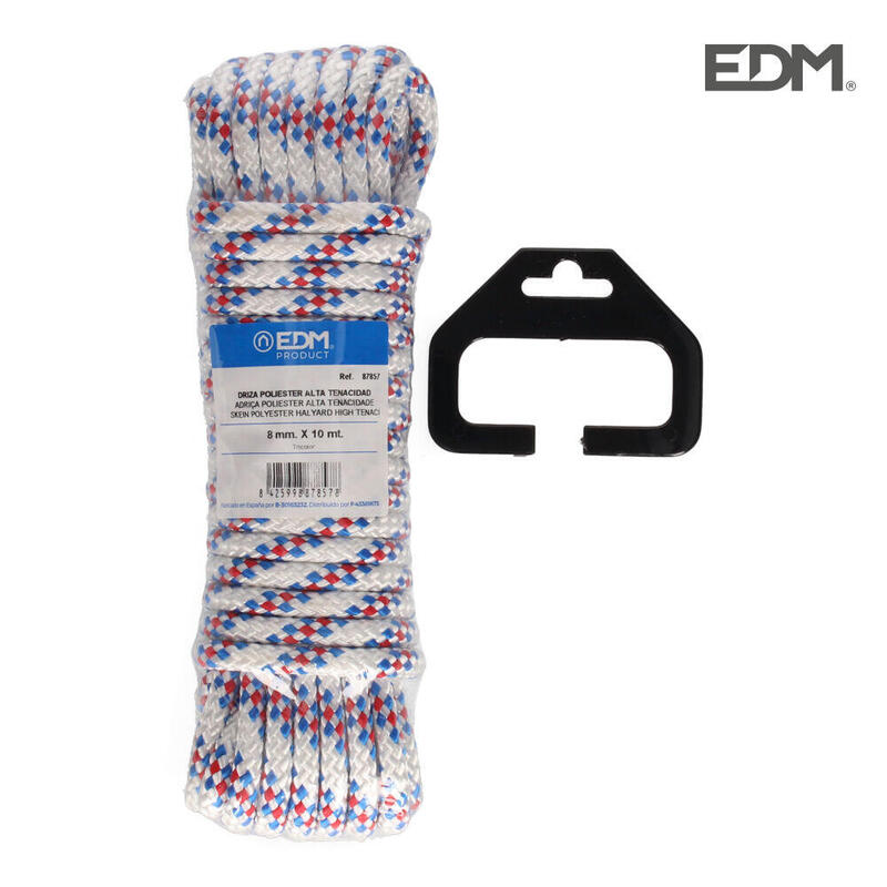 Madeja 10m Driza Poliester Alta Tenacidad Tricolor. Calibre 8mm Edm