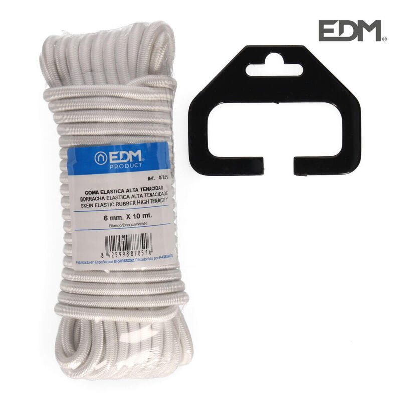 Madeja 10m Goma Elastica Alta Tenacidad Blanca. Calibre 6mm