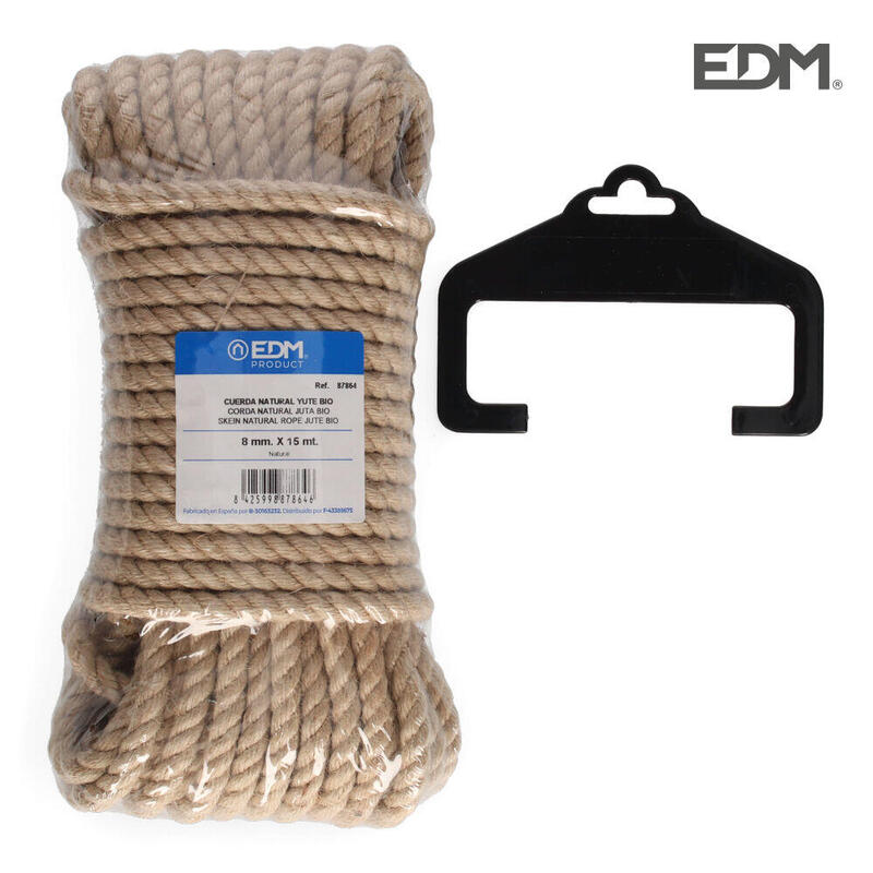 Madeja 15m Cuerda Natural Yute Bio. 3 Cabos. Calibre 8m Edm