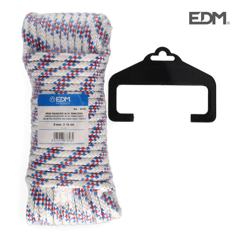 Madeja 15m Driza Poliester Alta Tenacidad Tricolor. Calibre 8mm Edm