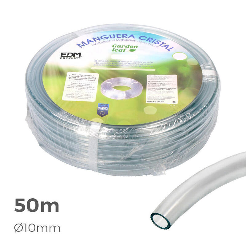 Manguera Cristal Transparente Ø Interior 10mm Ø Exterior 14mm Rollo 50m