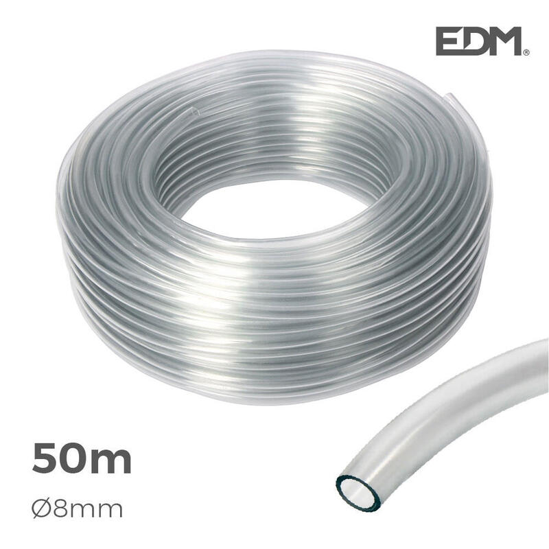 Manguera Cristal Transparente Ø Interior 8mm Ø Exterior 12mm Rollo 50m