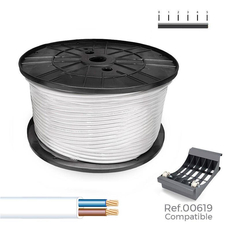 Manguera Plana H05vvh2-F 2 X 0,75 Mm² Blanca, 400 M. (Bobina Grande)