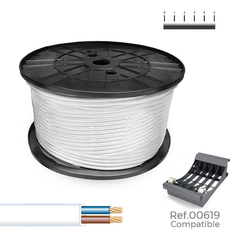 Manguera Plana H05vvh2-F 2 X 1,00 Mm² Blanca, 300 M. (Bobina Grande)