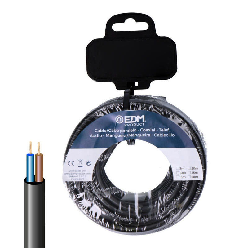 Manguera Tubular H05vv-F 2x0,75mm² Negra 25m.