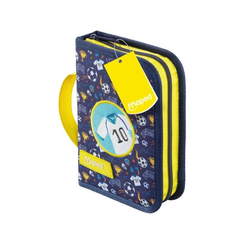 Maped Futbol Estuche Con 31 Articulos: Goma De Borrar, Sacapuntas, Lapiz De Grafito Hb, 2 Boligrafos, Regla, 12 Lapices