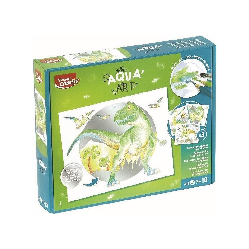 Maped Ilustraciones Con Lápices Acuarelables Aqua Art Dinosaurios 7 A 10 Años