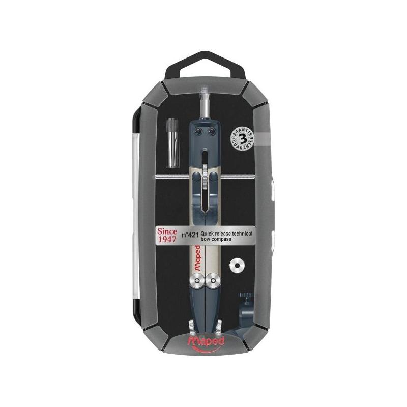 Maped Nº421 Since 1947 Compas Bigotera Tecnica Rapida - Diametro Maximo 34cm - Fabricado En Metal - Incluye Adaptador Y