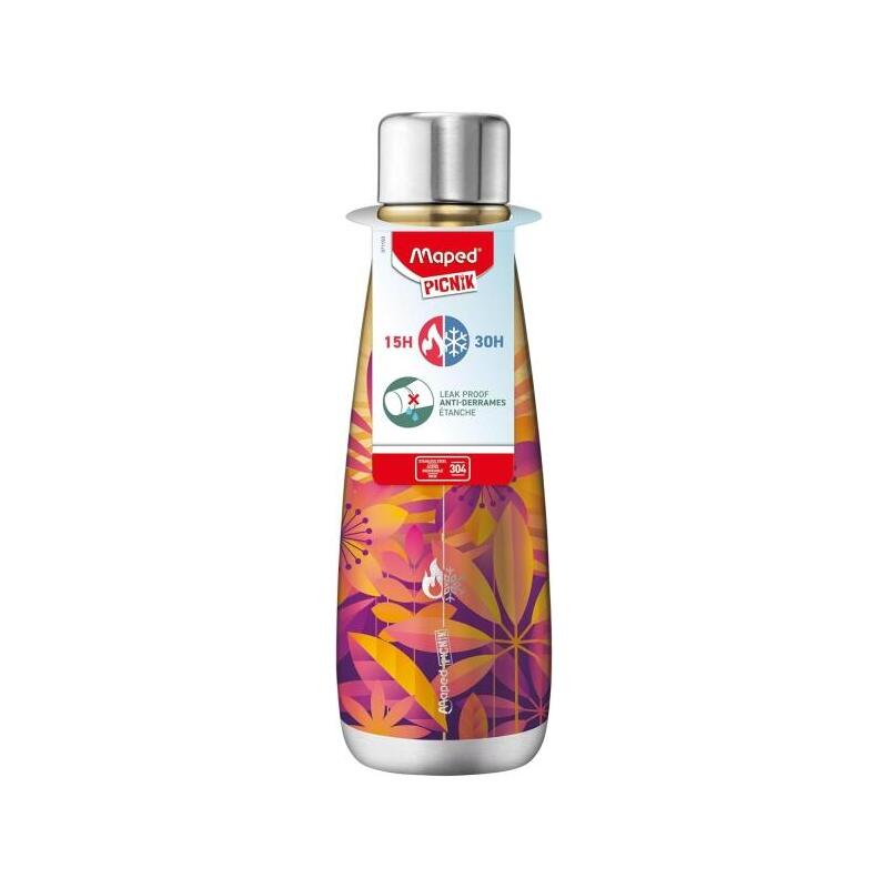 Maped Picnik Solaris Botella Isotermica 0.5l - Doble Pared De Acero Inoxidable - Liquidos Calientes Hasta 15h, Frios