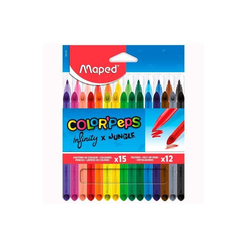 Maped Set Color´Peps Infinity 12 Rotuladores Pepjungle Y 15 Lápices De Colores Infinity C/Surtidos