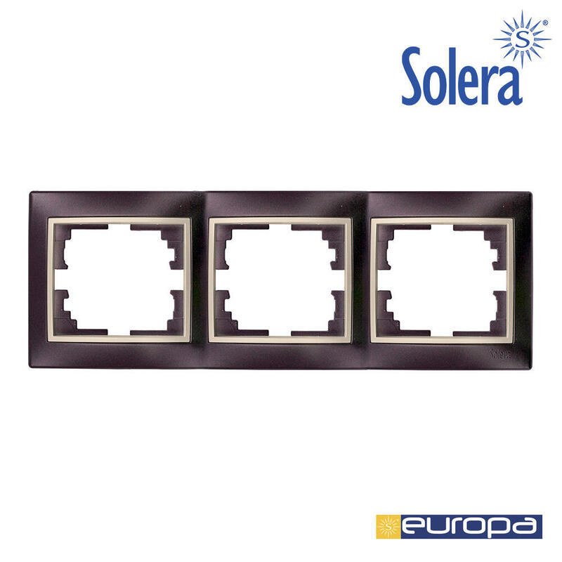 Marco Para 3 Elementos Horizontal Marco Negro Y Aro Perla 225x81x10mm Serie Europa Solera Erp73nu