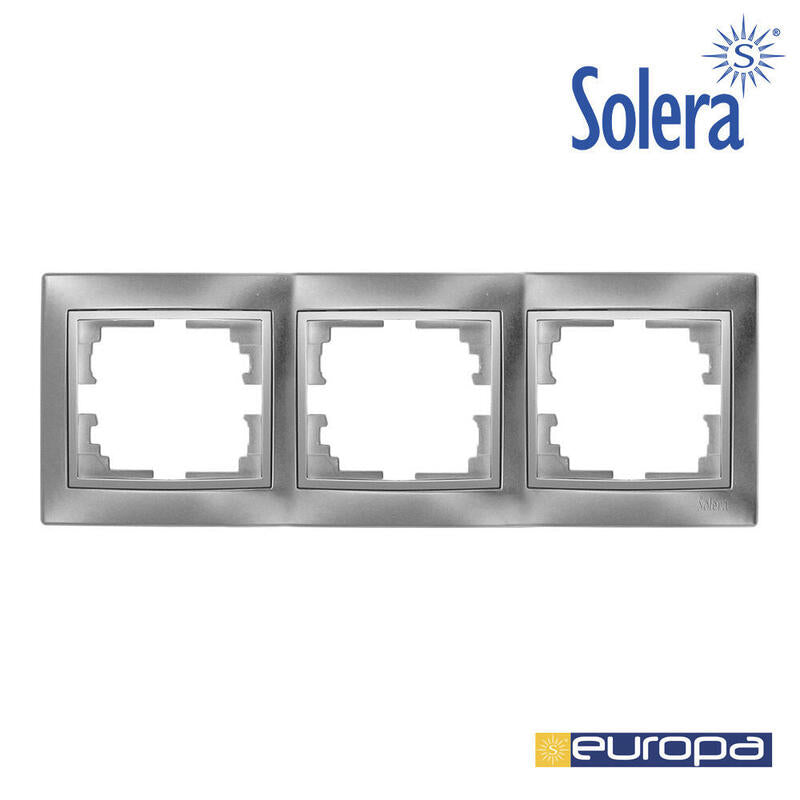 Marco Para 3 Elementos Horizontal Plata 225x81x10mm Serie Europa Solera Erp73au