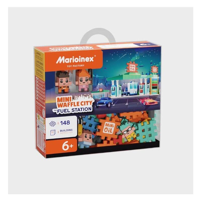 Marioinex Bloques Mini Waffle City Gasolinera, 148 Piezas