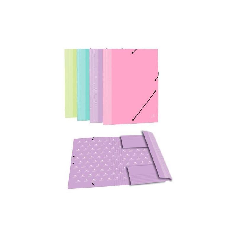 Mariola Carpeta Con Gomas 3 Solapas Folio Cartón Forrado Plastificado Mate Surtidos Pastel