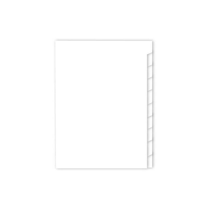 Mariola Separadores 10 Posiciones A4 Sin Taladro Cartulina 180gr Pack 10 Ud Blanco