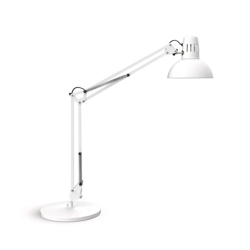 Maul Lampara Escritorio Maulstudy Lampara Led Con Soporte Ajustable Con Brazo Articulado Para Escritorio Elegante Lampara De Mesa Metálica Led Fuente De Luz Led Incluida Blanco