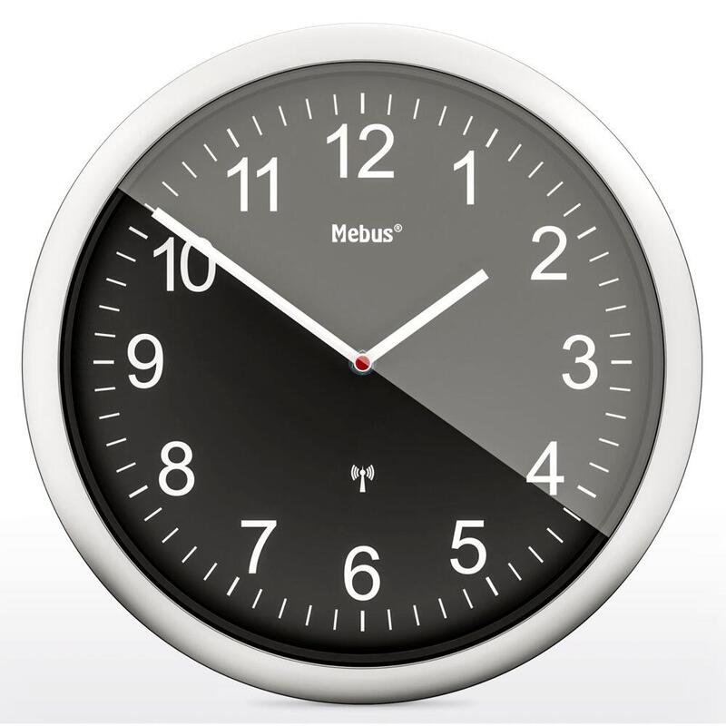 Mebus 19812 Reloj De Pared Radio Negro/Plata