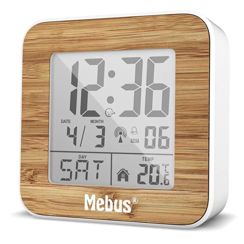 Mebus 27247 White/Wood Look Radio Alarm Clock Digital